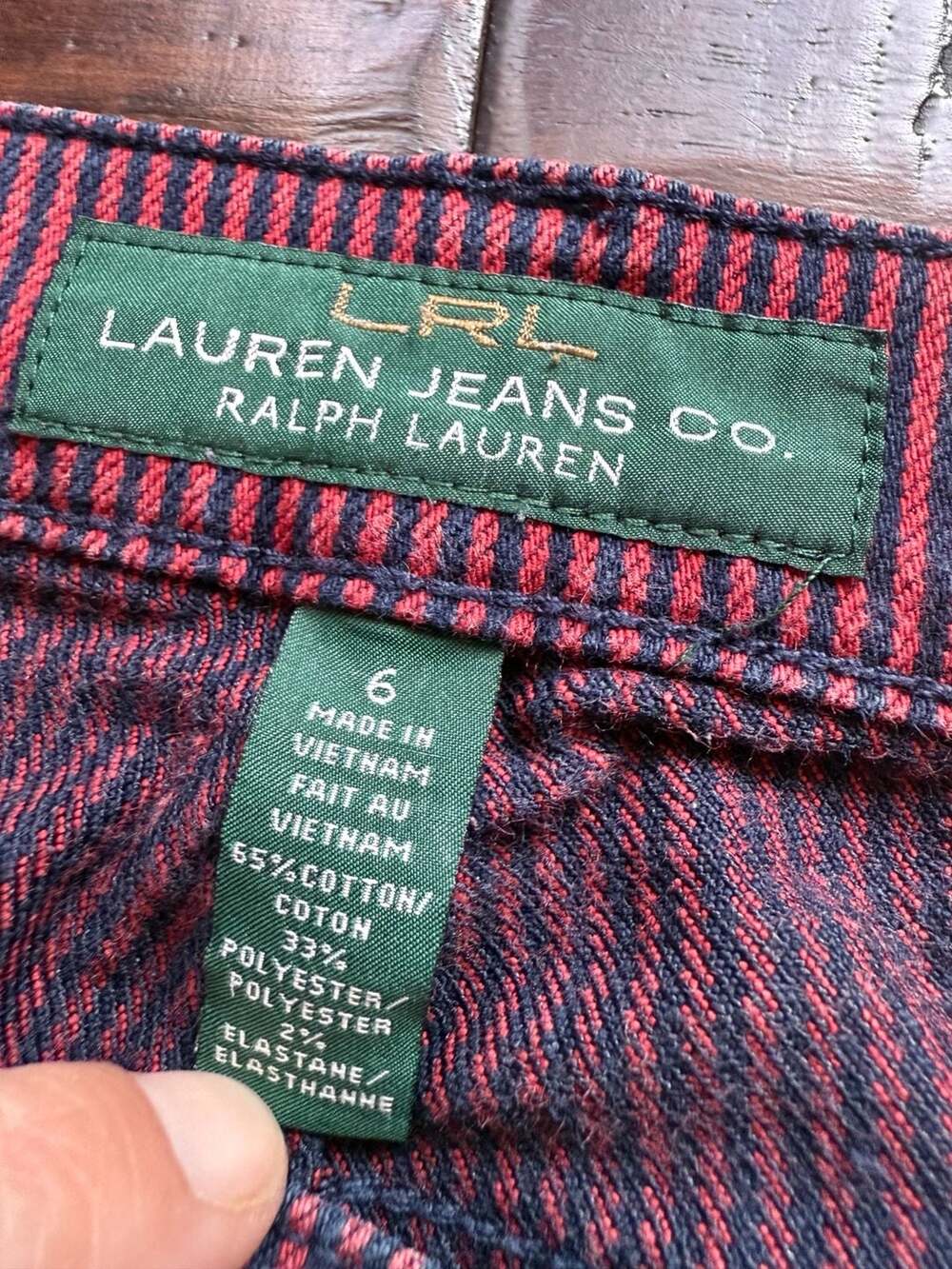 Lauren Ralph Lauren Modern Straight Red and Navy Striped Jeans Size 6 - Picture 5 of 8